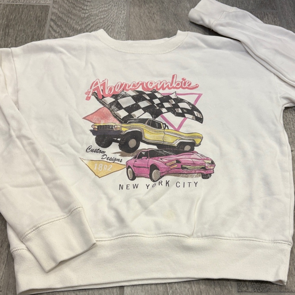 Abercrombie & Fitch Kids White Car Graphic Hoodie
